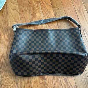 Brown and Black Checkered Shoulder Bag with dust cover. Brand New!